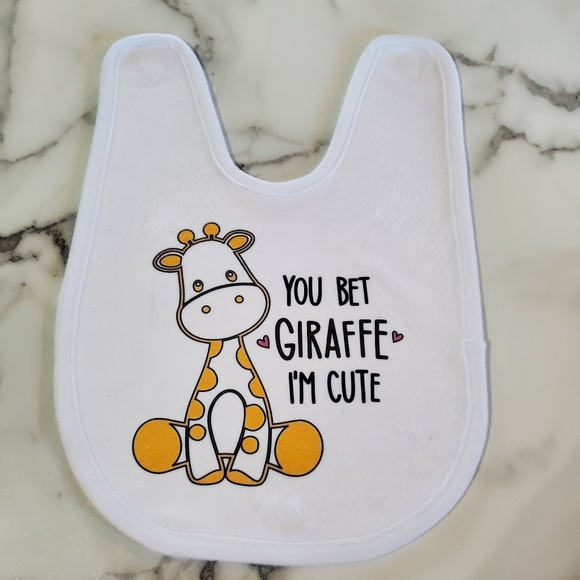 YOU BET " GIRAFFE " I'M CUTE Funny Baby Bib - Picture 10 of 10